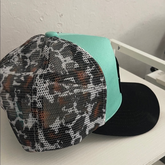 Mint and Black Trucker Hat with Bull Patch - Picture 2 of 4